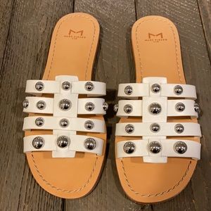 Marc Fisher LTD white leather slides